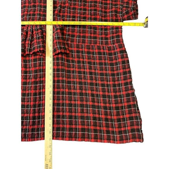 Kedem Sasson Top One Size Red Plaid Pockets Oversized Art to Wear - Picture 15 of 15